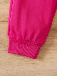 SHEIN 少女格紋連帽外套和褲裝套裝