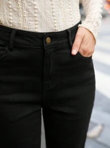 SHEIN Frenchy Pantalones Vaqueros Térmicos Ajustados De Cintura Alta