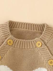 Baby Girls' Bunny Pattern Sweater Jumpsuit - Camel - View 3