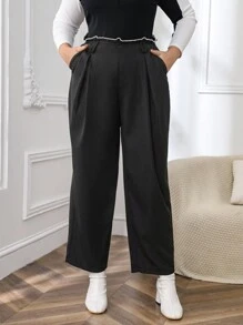 SHEIN Essnce Women's Plus Size Pocketed Pants - Black - View 4