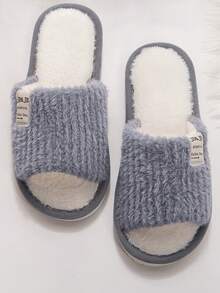 男女情侶厚底保暖室內外拖鞋,防滑,適用於秋冬季節 - 灰色 - 查看 4