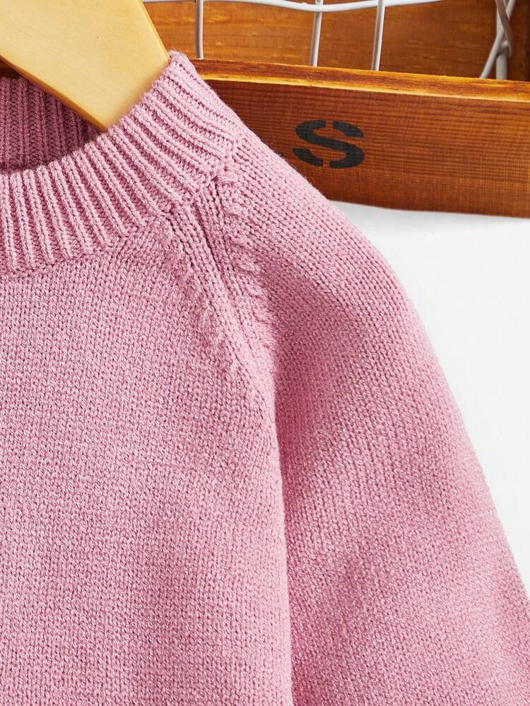 Solid Color Knitted Sweater Dress For Baby