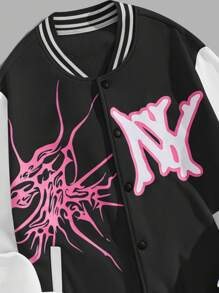 ROMWE MEN Prep 拼色休閒時尚棒球夾克 - 彩色 - 查看 4