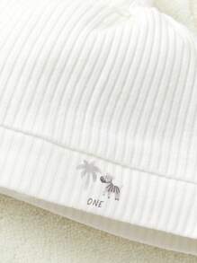 SHEIN 新生兒男嬰卡通長頸鹿與大象印花連腳睡衣 秋季 - 白色 - 查看 5