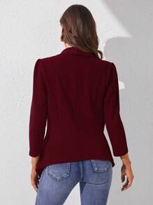 SHEIN Tall Khăn quàng Mở Mặt trước Áo vest - Màu Đỏ Sâu - Xem 2