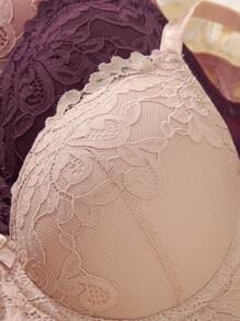 Conjunto De 3 Piezas: Sostén Con Encaje Con Tiras Delgadas Y Transparentes - Multicolor - Ver 4