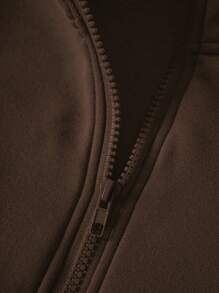 INAWLY Plus Size Drop Shoulder Zip Half Open Sweatshirt, For Winter Graduation,Back To School,Graduation,Teacher For Women,Back To School Pullover Fall Autumn - Coffee Brown - View 3