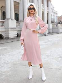 SHEIN Privé 女款立領長袖連衣裙