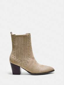 SheIn BIZ Stylish Studded Ankle Boots - Apricot - View 2