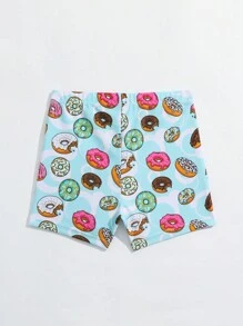 Young Boys' Summer Beach Donut Pattern Printed Swim Trunks - Multicolor - View 2