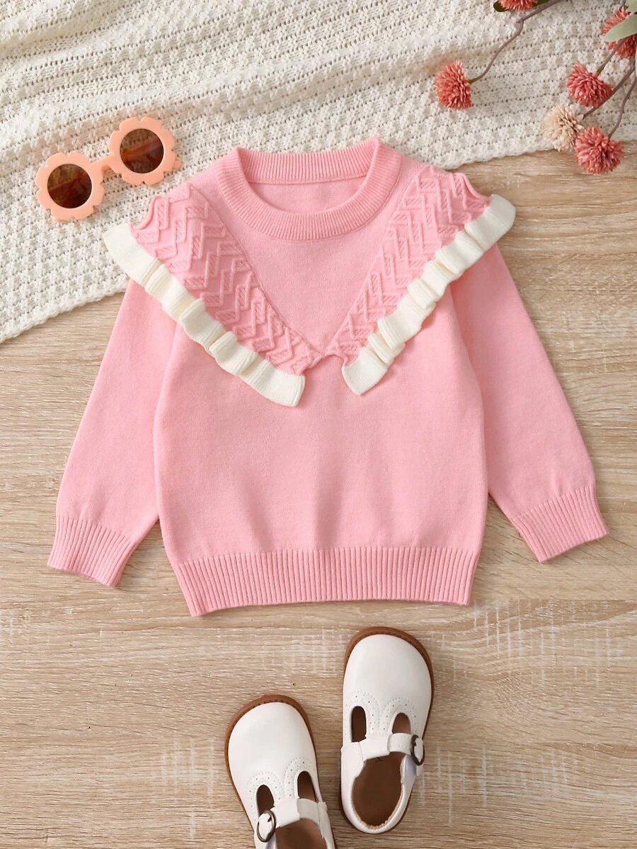 Baby Mädchen Pullover mit Rüschenbesatz,
