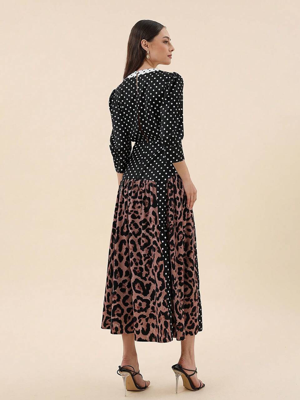 Polka Dot & Leopard Print Dress