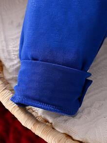 嬰兒男孩撞色連身褲帶鈕扣裝飾用品和帽 - 藍色 - 查看 8