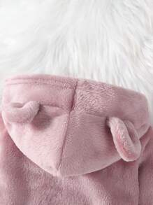 Bata de dormir cómoda y casual para niñas pequeñas con diseño de animal en unicolor - Rosa vieja - Ver 7