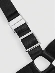ROMWE Grunge Punk Ring Detail Sexy Hollow Out Halter Body Straps - Black - View 3