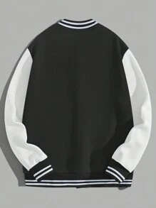 ROMWE MEN Prep 拼色休閒時尚棒球夾克 - 彩色 - 查看 2