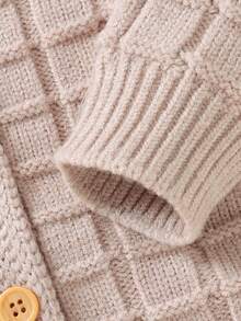 Baby Boy Button Front Raglan Sleeve Sweater Jumpsuit - Apricot - View 3