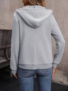 SHEIN LUNE Fashionable Casual Women's Sweatshirt - Grey - View 2