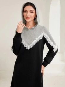 Mulvari Của phụ nữ Ren Khối màu Áo nỉ có mũ - Nhiều màu - Xem 3