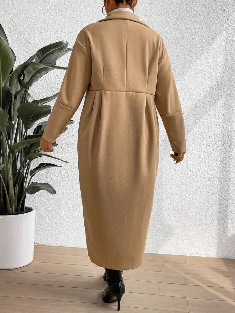 Plus Size Double-breasted Lapel Woolen Jacket