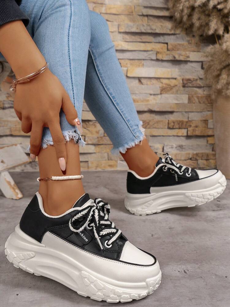 Mocassini Con Plateau Donna - Sneakers Slip-on, Zeppa 5 Cm, Maglia Traspirante, Per Primavera/Autunno - 4