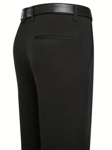 Manfinity Mode Men's Solid Color Pocket Dress Pants - Black - View 4