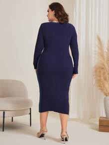 Mulvari Plus Size Women's Bodycon Sweater Dress