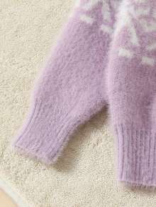 SHEIN 女小童幾何圖案撞色套頭毛衣 - 彩色 - 查看 4