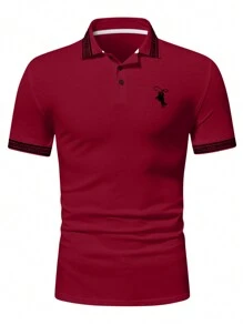 Manfinity Homme Men's Horse Riding Print Polo Shirt - Red - View 3