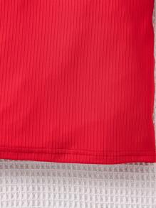 SHEIN Young Girl Colorful Heart Pattern Dress With Waist Bag - Burgundy - View 6