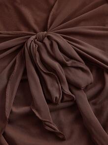 SHEIN MOD Top Recortado Con Borde De Lechuga Y Nudo En La Parte Delantera - Marrón - Ver 4