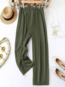 Calvaya Hơn Chất rắn Quần chân thẳng - xanh quân đội - Xem 2