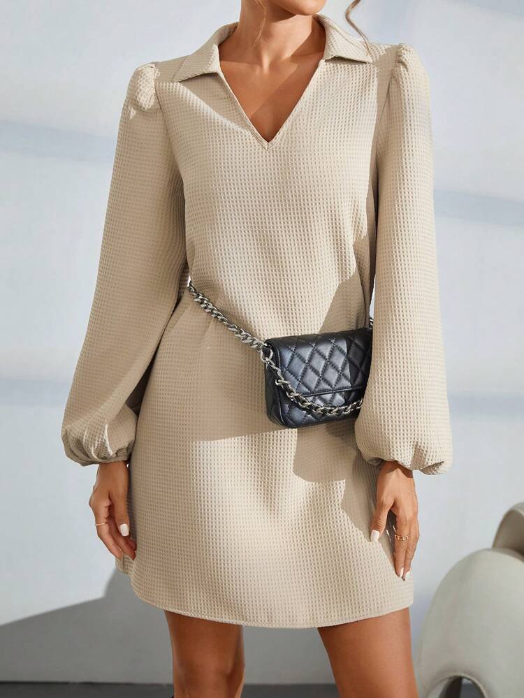 Women's Solid Color Lantern Sleeve Dress