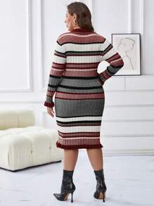 SHEIN LUNE Hơn Mẫu sọc Đầm Áo len - Nhiều màu - Xem 2