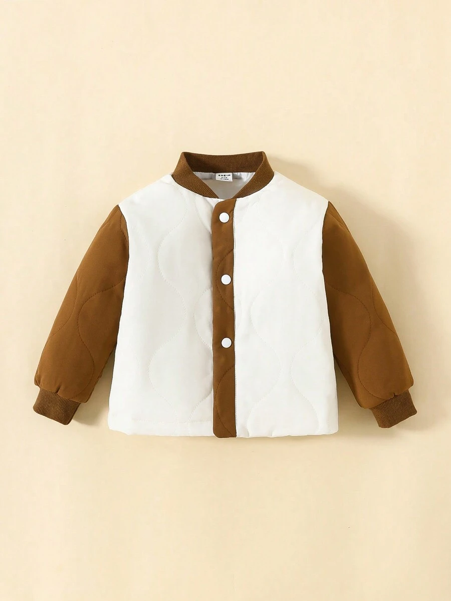 SHEIN Baby Boy Casual Vintage Warm Thick Patchwork Padded Coat For Autumn And Winter Outdoor Activities - Multicolor - View 1