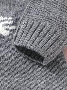 Baby Girl Cartoon Pattern Sweater Jumpsuit - Grey - View 4