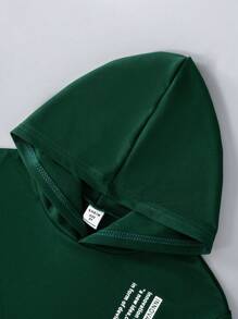 SHEIN Cậu bé Tween Đồ họa Khẩu hiệu Túi kangaroo Áo Hoodie & Quần thể thao - Nhiều màu - Xem 4