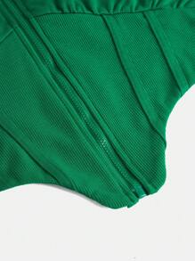 Sudadera Con Capucha Asimétrica Con Cremallera De Hombro Caído Para Chica Adolescente - Verde - Ver 3