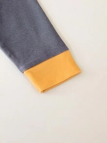 嬰兒男童恐龍印花加厚連身衣套裝,適用於秋冬季節 - 彩色 - 查看 4