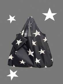 ROMWE Goth 星星印花大容量可折叠购物袋，时尚星星镂空女包