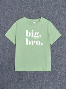 夏季圓領短袖休閒 'young Boy' 字母印花t恤 - 薄荷綠 - 查看 1