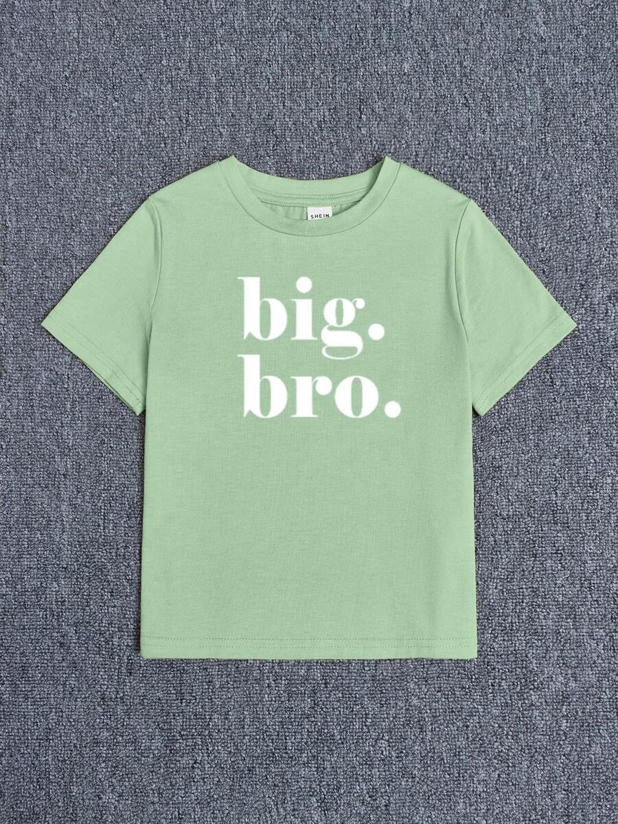 夏季圓領短袖休閒 'young Boy' 字母印花t恤 - 薄荷綠 - 查看 1