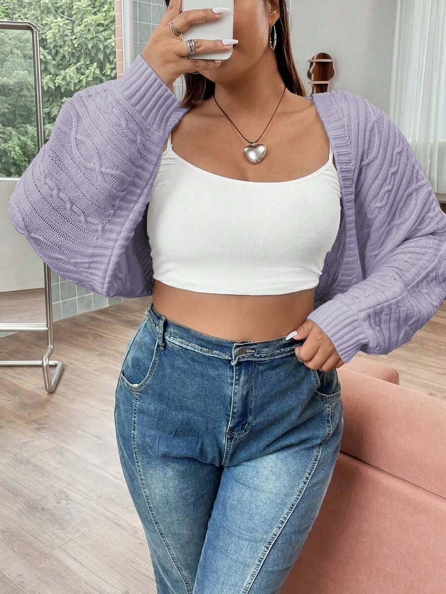 POPSWAY 純色條紋針織羊毛衫 - 淡紫色 - 查看 1