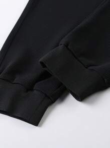 Men's Contrast Color Stand Collar Jacket And Trousers Outfit - Black - View 8