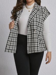 SHEIN Essnce Tamaño Grande De Paño Grueso Y Suave - Blanco y Negro - Ver 6