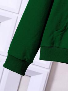 SHEIN 女童休閒連帽提花針織毛衣,長袖 - 綠色 - 查看 4