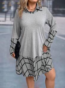 SHEIN LUNE Vestido De Talla Grande - Gris - Ver 1