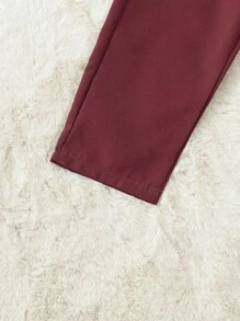 SHEIN 3入組寶寶男孩優雅復古學院風蝴蝶領連體衣和吊帶褲,包括貝雷帽,適合使用 - 酒紅色 - 查看 5
