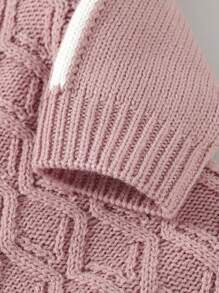 嬰兒連帽針織連體衣 - 粉色 - 查看 4