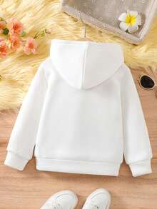 SHEIN 少女卡通标语图案卫衣 - 白色 - 查看 2